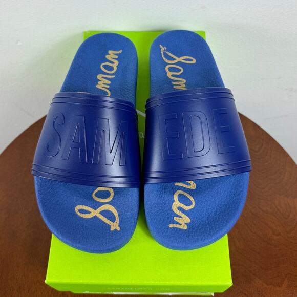 New Sam Edelman Ira Slide Sandal in Navy PVC Women's Size 7 - Picture 1 of 8